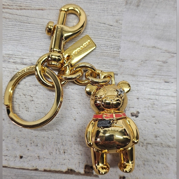 COACH Gold Bear Keychain Bag Charm - Picture 1 of 7